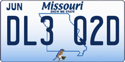 MO license plate DL3Q2D