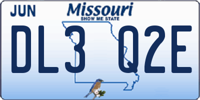 MO license plate DL3Q2E
