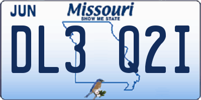 MO license plate DL3Q2I