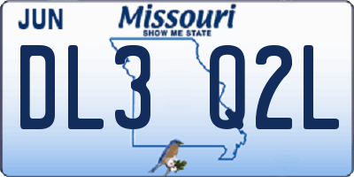 MO license plate DL3Q2L