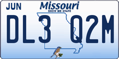 MO license plate DL3Q2M