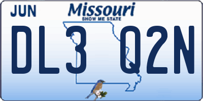 MO license plate DL3Q2N