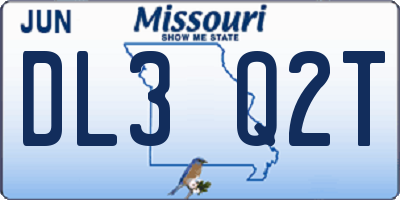 MO license plate DL3Q2T