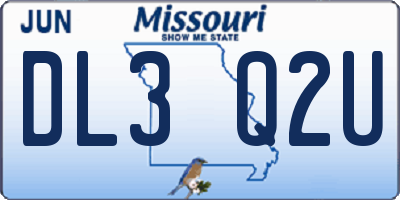 MO license plate DL3Q2U