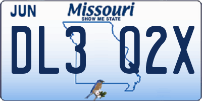 MO license plate DL3Q2X