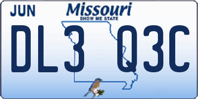 MO license plate DL3Q3C