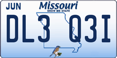 MO license plate DL3Q3I