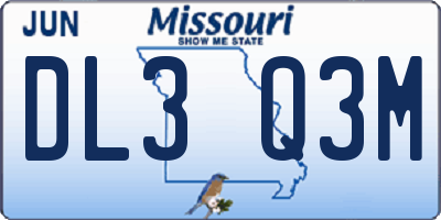 MO license plate DL3Q3M