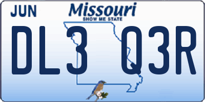 MO license plate DL3Q3R