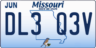 MO license plate DL3Q3V