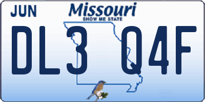 MO license plate DL3Q4F