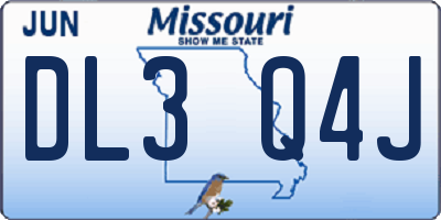 MO license plate DL3Q4J