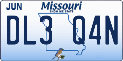 MO license plate DL3Q4N