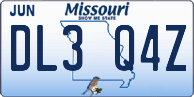 MO license plate DL3Q4Z