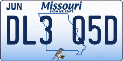 MO license plate DL3Q5D