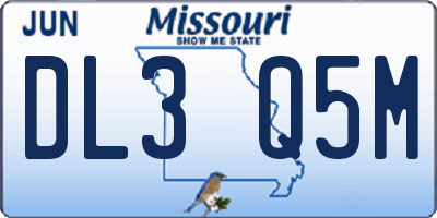 MO license plate DL3Q5M