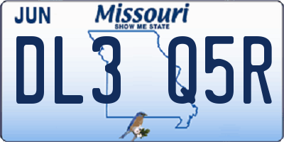 MO license plate DL3Q5R
