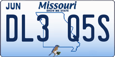 MO license plate DL3Q5S