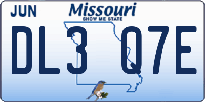 MO license plate DL3Q7E