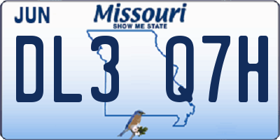 MO license plate DL3Q7H