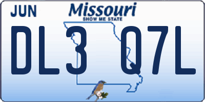 MO license plate DL3Q7L