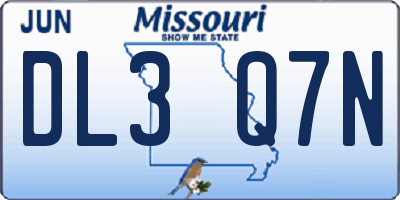MO license plate DL3Q7N