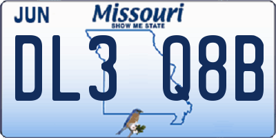 MO license plate DL3Q8B