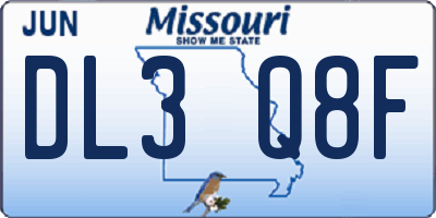 MO license plate DL3Q8F