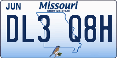 MO license plate DL3Q8H