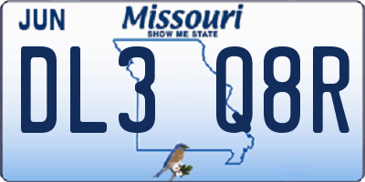 MO license plate DL3Q8R