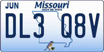 MO license plate DL3Q8V