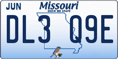 MO license plate DL3Q9E
