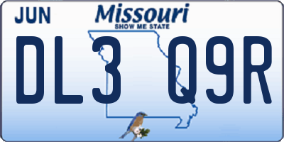 MO license plate DL3Q9R