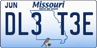 MO license plate DL3T3E
