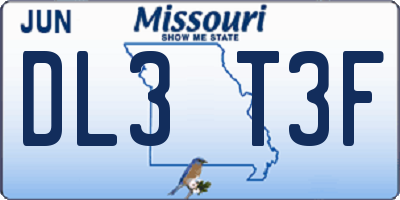 MO license plate DL3T3F