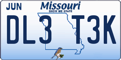 MO license plate DL3T3K