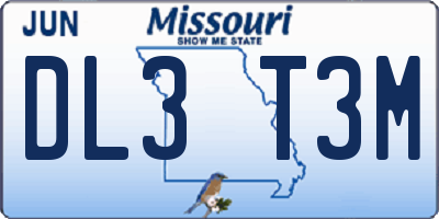 MO license plate DL3T3M