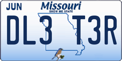 MO license plate DL3T3R