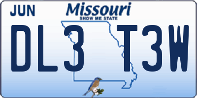 MO license plate DL3T3W