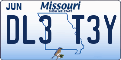 MO license plate DL3T3Y