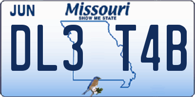 MO license plate DL3T4B