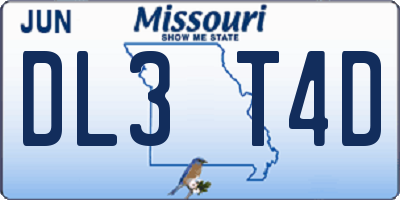 MO license plate DL3T4D