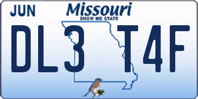 MO license plate DL3T4F