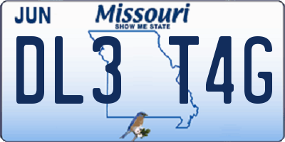 MO license plate DL3T4G