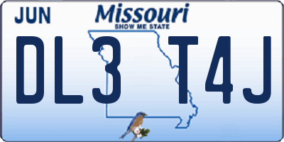 MO license plate DL3T4J