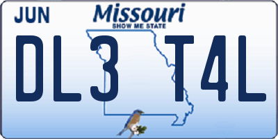 MO license plate DL3T4L
