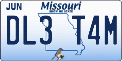 MO license plate DL3T4M