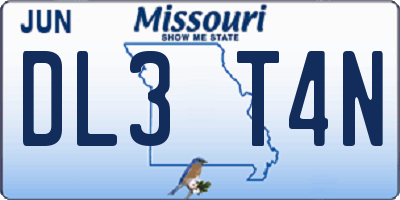 MO license plate DL3T4N