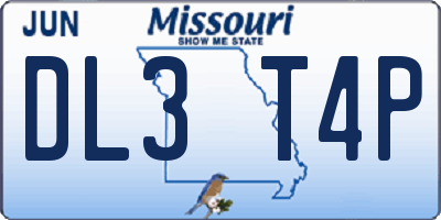 MO license plate DL3T4P