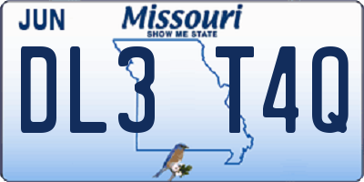 MO license plate DL3T4Q